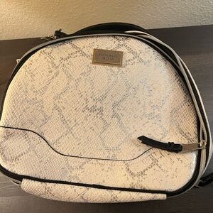 Victoria's Secret White and Silver Snake Print Train Case